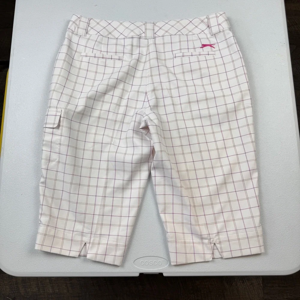 Slazenger‎ Shorts Womens 8 White Knee Length Golf Shorts Pink Logo